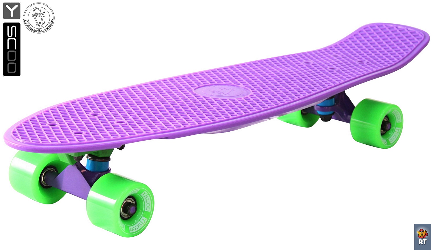 Скейтборд виниловый Y-Scoo Big Fishskateboard 27" 402-Pr с сумкой, фиолетово-зеленый  